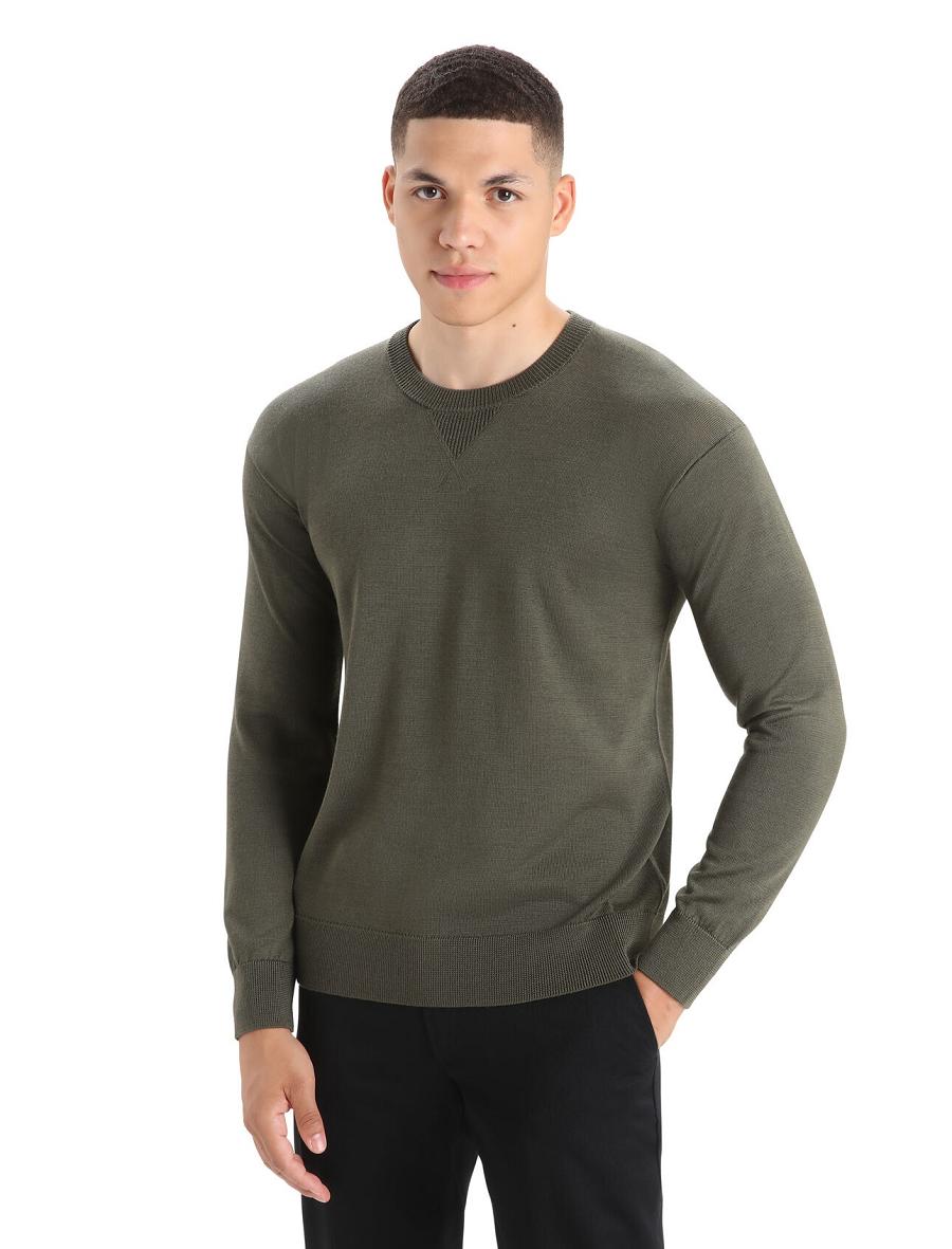 Icebreaker Cool-Lite™ Merino Nova Sweatshirt Miesten Neulepuserot Oliivinvihreä | FI 1217XYUF